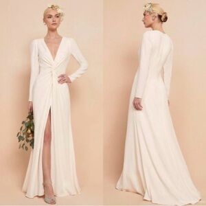 Reformation Cream Gatsby Wedding Gown with Front Slit